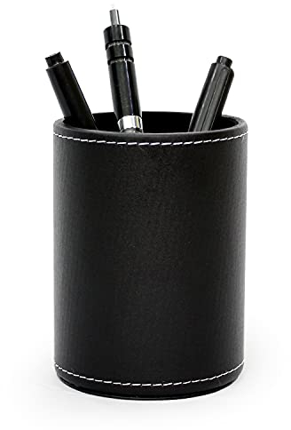 Vongfome Business Leder Runde Stifthalter Desktop Schreibwaren Organizer Storage Jar kreative Mode Bürobedarf