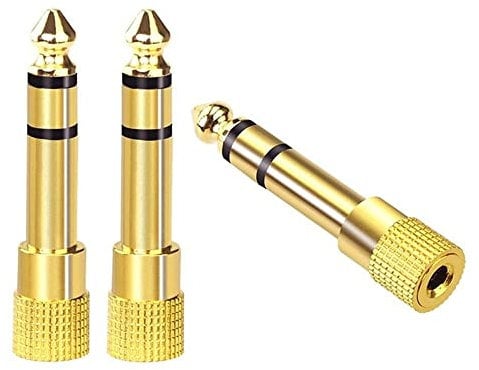 KOMUNJ Headphone Adapter, Premium Gold Plated Stereo Headphones Jack Adaptor 6.35mm Male to 3.5mm Female Headphone Converter, for Guitar, Amp, Receiver, Recorder