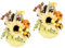 Flair Flower Arrangement mit künstlicher Sonnenblume Beeren Kürbis Kunstpflanze Deko Herbstdeko Herbstblumen Seidenblumen Gesteck Tischdeko Halloween dekorierter Mittelstück, Creme, ca. 18x13x12 cm
