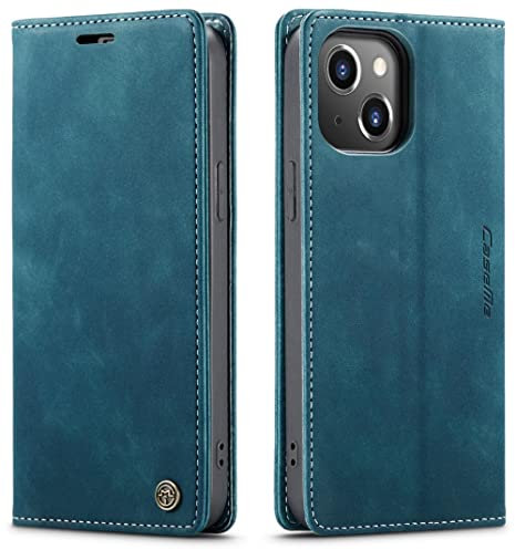 ZOETEC Wallet Case for iPhone 14 Plus PU Leather Flip Magnetic Case With Card Slots/TPU Shell, Anti-Slip & Shockproof… (Green)