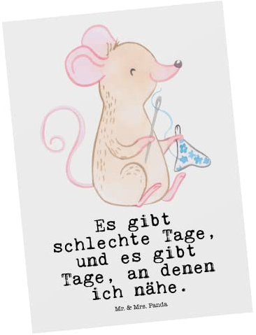 Mr. & Mrs. Panda Postkarte Nähen - Geschenk, Schenken, Sport, Geschenkkarte, Nähkurs, Einladungskarte, Einladung, Einladung Geburtstag,