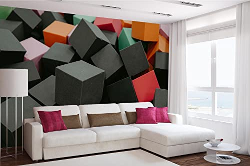 Vlies Fototapete WEICHE QUADRATISCHE WÜRFELTEXTUR 375 x 250 cm (inkl. Kleister) - Vlies Tapete, Wandtapete, Wandbilder - Tapete für Wohnzimmer Schlafzimmer, Büro, Küche - Montagefertig