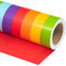 RUSPEPA Wendbares Geburtstags-Geschenkpapier – Mini-Rolle – 43,2 cm x 10 m – Bunte Streifen und einfarbiges rotes Design, perfekt Für Geburtstag, Party, Babyparty