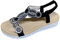 Pogolino Damen Sandalen Glitzer Zehentrenner Riemchen Blumen Nieten Sommer Sandaletten A11 – Schwarz– 38