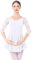 Ballettkleidung Damen Ballett Tanzkleid 3/4 �rmel Ballettanzug Gymnastik Tanztrikot mit Chiffon Rock Ballettkleid Ballerina Tanzkleidung Wei� M