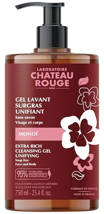 LABORATOIRE CHÂTEAU ROUGE - Gel Lavant Unifiant - Soin Nettoyant Hydratant - Monoï - Peau Éclatante - 750 ml