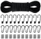 Gummiseil Gummileine 8mm - 10m, Elastisches Seil Set mit Spiralhaken, Karabinerhaken, Alu Seilklemmen, Gummischnur Elastisches Expanderseil für Segeln, Camping, Plane, Anhänger, DIY - Schwarz