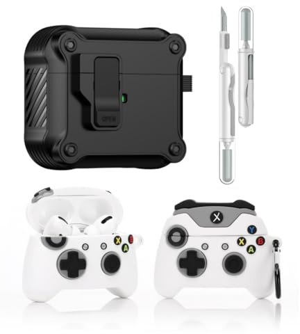 LEWOTE 3 in 1 Kompatibel mit Apple Airpods 3 Schützende Lustige Nette Fall Abdeckung mit Reiniger Kit Schlüsselanhänger (Gamepad)