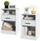 RRX Nachttisch 2er Set, Nachttisch Set 2, Beistelltisch, Nachtschrank mit Schublade, Griff, offenes Fach, Weiß 30x40x60cm (2, Weiß)
