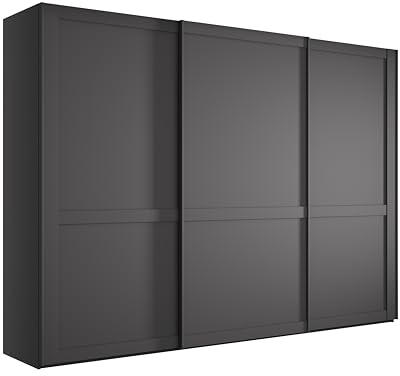 WIEMANN Schwebetürenschrank Landhausstil Kleiderschrank 300cm breit, Graphit Dekor, Höhe 217cm, Marlow