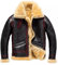 ZM ATTIRE Herren B3 RAF Bomberjacke Fliegerjacke aus echtem Lammfell, rot gestreift, Schwarz, Schwarz B3 - Echtleder, S