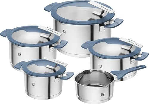 ZWILLING Simplify Kochtopf-Set 5-teilig, Integriertes Sieb, Induktion, Blau