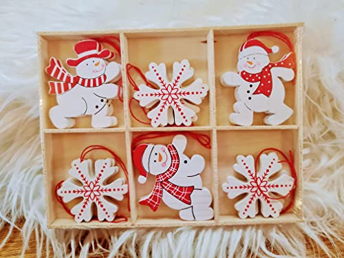 Heaven Sends Weihnachtsbaumschmuck, Set mit 12 Hängeornamenten, Schneemann und Schneeflocken