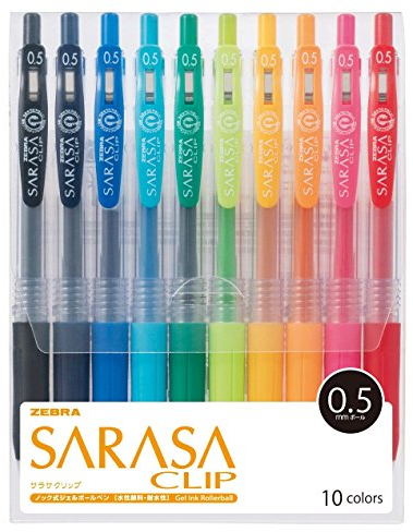 ZEBRA JJ15-10CA Gel Ballpoint Pen Sarasa Clip 0.5 10 Colours