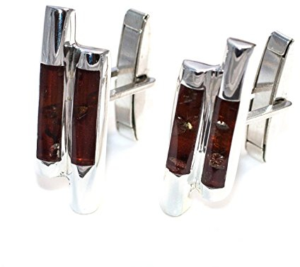 Manschettenknöpfe Bernstein Amber Silber 925