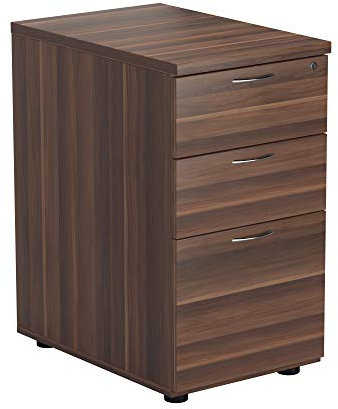 Office Hippo Heavy Duty Pedestal Filing Cabinet, File Cabinet, Office Cabinet, Lockable Filing Cabinet Office Storage, A4/Foolscap - Dark Walnut, 3 Drawer