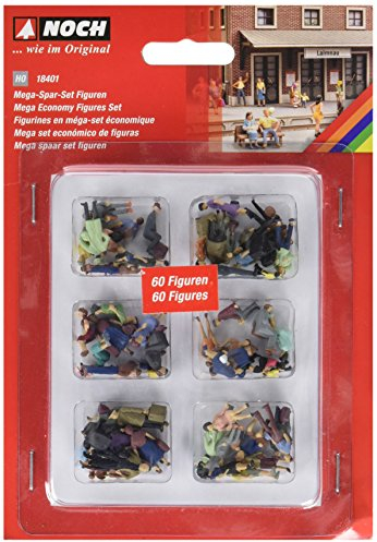 NOCH® Mega-Spar-Set Figuren, 60 handbemalte Modellbau-Figuren, H0 Maßstab 1:87 für Dioramen und Modellbahnen