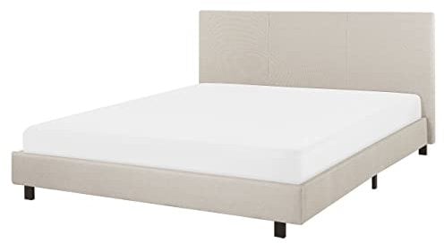Modernes Polsterbett beige 160x200 cm Stoffbett Bettgestell Albi