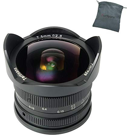 7artisans 7.5 mm F2.8 Fisheye Lens 180 Degree Angle Apply to All Single Series for Canon Compact Mirrorless Cameras Canon EF-M Mount M1 M2 M3 M5 M6 M10