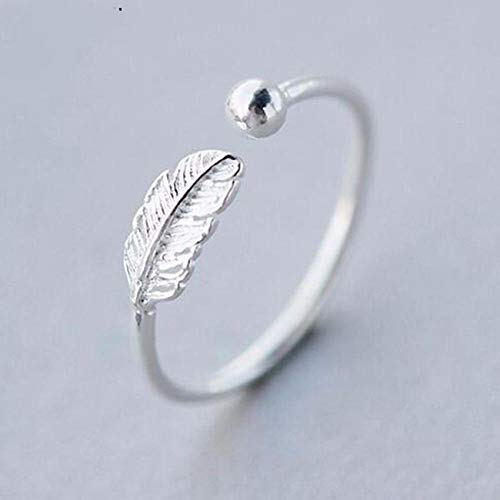 Damen 925 Sterling Silber Verstellbar Ringe,Silber Feder Bead Ringe Eröffnung Full Finger Toe Für Frauen Einfache Blatt Blätter Schmuck Einzigartige Form Schmuck Geburtstagsgeschenk Party