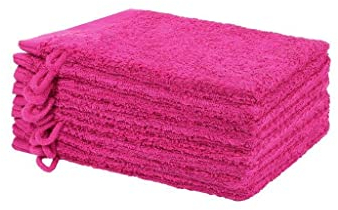 NatureMark 10er Pack Frottee Waschhandschuhe Waschlappen 100% Baumwolle Pink 15x21cm
