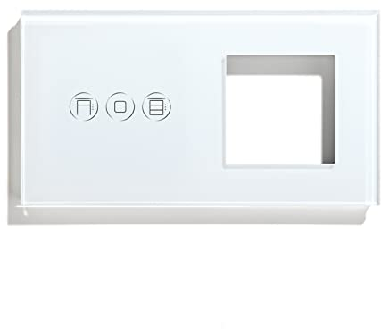 BSEED Panel de marco de vidrio con marco para WiFi Interruptor Persiana y enchufe,cristal panel de vidrio para WiFi Interruptor Persiana y toma de Blanco 157 mm