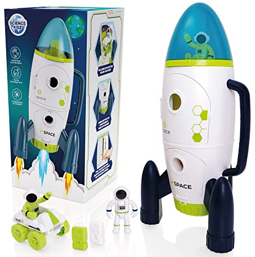 Science Kidz Space Rocket Set for Children Age 3+, 42cm Spaceship Rocket With Lights & Sounds, 2 Astronauts, Rover Car & Batteries Included - Outer Space Toys
