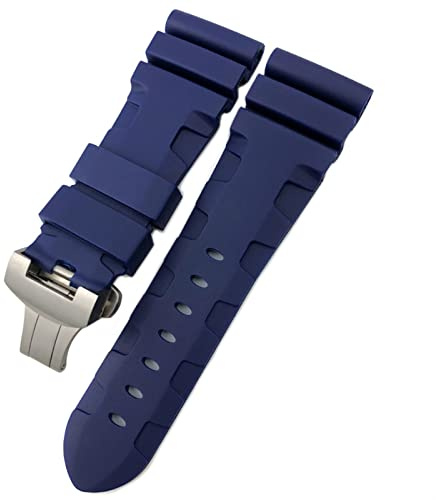 KKFAUS Gummi-Uhrenarmband 22 mm, 24 mm, 26 mm, Silikon-Uhrenarmband für Panerai, tauchfähig, PAM wasserdichtes Armband, 22mm black buckle, Achat