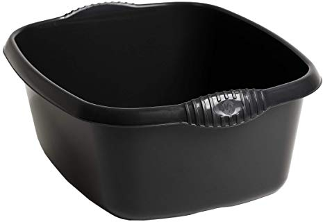 39CM Large Rectangular Plastic Washing Up Bowl Wash Up Dish washing Washtub, Sink Tidy, Organiser Approx.12L Litre Capacity, 39cm x 32cm x 16cm - Midnight Greyish