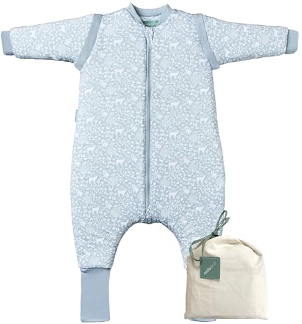 molis&co - Gigoteuse pour Bébé avec Pieds, Manches Amovibles et Chaussettes - Gigoteuse Tog 2.5 - Turbulette Hiver pour Bébé, Fille Garçon - 100% Coton (certifiée Oeko-TEX) - Woodland (1 année)