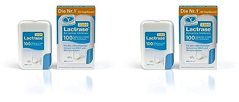 pro natura Lactrase 3300 – 100 Lactase Tabletten bei Lactose-Intoleranz, für den unbeschwerten Genuss von Milch und Milchprodukten (Packung mit 2)