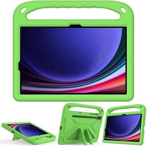 Funda infantil para Samsung Galaxy Tab S9 de 11 pulgadas (SM-X710N/X716B/X718U) 2023, espuma EVA, ligera, a prueba de golpes, duradera, funda para tablet con asa y soporte para niños, color verde