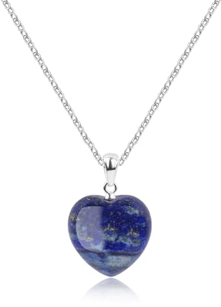 COAI Geschenkideen Damen 925 Sterling Silberkette mit Lapislazuli Naturstein Herz Anhänger Halskette