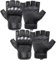 CubePlug Atmungsaktive gepolsterte fingerlose Motorradhandschuhe für Herren, Halbfinger-Handschuhe für Radfahren, Wandern, Klettern, Outdoor-Sport (2 x Schwarz, L)