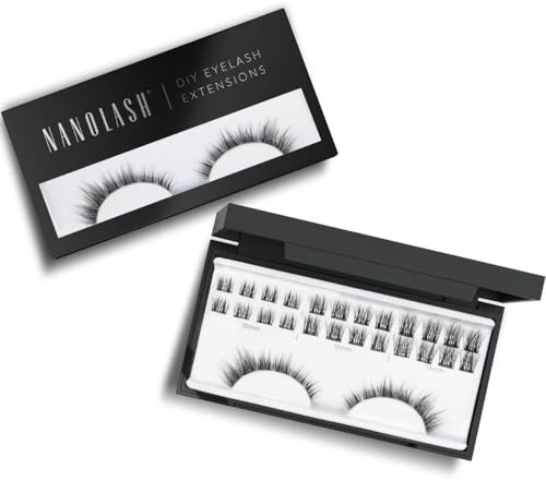 Cluster wimpern zur DIY Wimpernverlängerung zu Hause Nanolash 36 Stück - Wimpern Extension DIY, Wimpern für Wimpernverlängerung DIY, DIY Falsche Wimpern (SCHWARZ, DIVINE)
