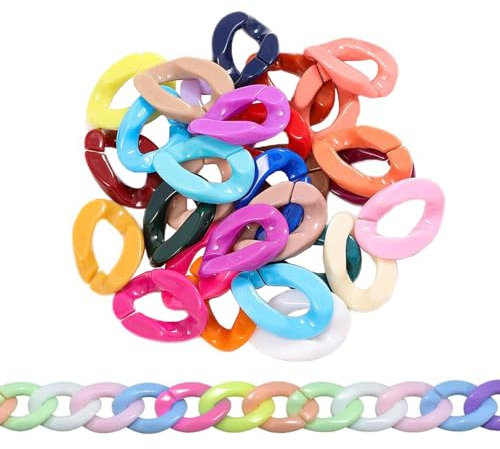 100Pcs Acrylic Plastic Linking Rings 20x28mm Twist Chain Beads Quick Link Connectors for DIY Necklace Phone Bag Chain Jewelry Making Decorative Accessories - Mixed Color