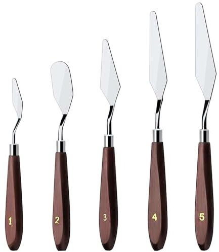 5 Pezzi Acciaio Inox Spatole per Pittura,Acciaio Inox Spatola,Coltelli Spatole per Pittura ad Olio,per Pittura Acrilica,Spatole Per Pittura,Pittura ad Olio,Knife Raschietto Art,Spatola per Torte