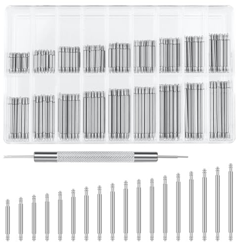 YiliYa 432 Pièces Montre Barre à Ressort Outil 8-25 mm | Montre Bracelet Broches Barres de Ressort de Bande en Acier Inoxydable Kit de Réparation pour Bracelet de Montre