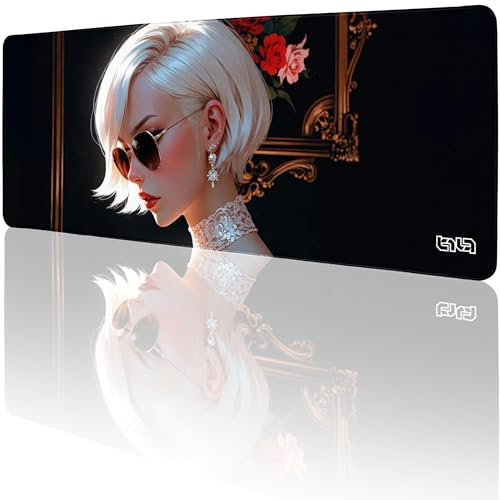 Tilt Schreibtischunterlage 80x30 cm Gaming Mauspad XXL | Rutschfester Mousepad Groß für Schreibtisch und PC Gadgets | Wasserdichter Desk Mat (White Lady)