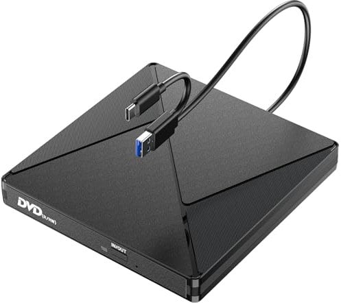 BHHB Lettore DVD CD Esterno per PC Portatile Masterizzatore CD/DVD +/-RW Drive CD ROM Unità DVD Esterne per Windows 11/10/8.1/7/XP/Vista/Linux/MacOS/Linux/Laptop/Desktop