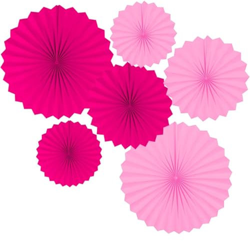 Fächer Papier Deko,Rosa 40.6CM(16in) and 30.4CM(12in) Hängende Papier Fächer Dekoration, Party Papier Fans Dekorpapier Kit 6er Set