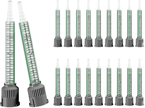 TOOLSHARK Lot de 20 buses de mélange pour colle UHU, buse de mélange de colle époxy, buse de mélange statique 1:1, buses de mélangeur pour pistolet à colle, colle à deux composants 2 K