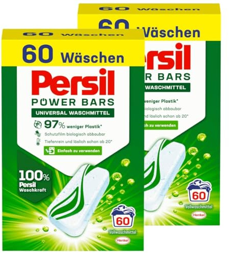 Persil Power Bars Universal Waschmittel (120 Waschladungen), vordosiertes Vollwaschmittel in nachhaltiger Verpackung, für hygienisch reine Wäsche bereits ab 20° C