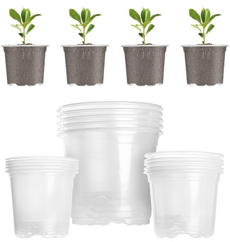 LYIMCHONG 15 PcsPot Semis, Pot Orchidée Transparent, 9/10/13 cm Pot Transparent Plante, Pots de Fleurs, Pots en Plastique Transparentes pour Semis Orchidées Soucoupes Cactus