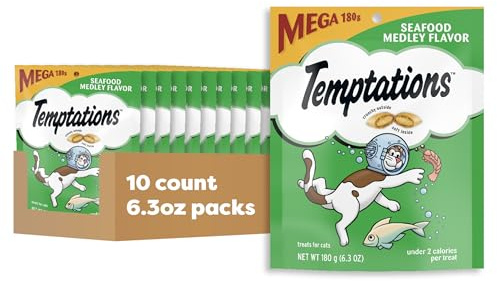 Temptations Classic Crunchy Cat Treats, Seafood Medley, 6.3 oz, 10 Pack