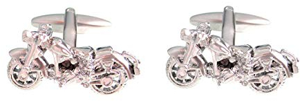 Motorrad Manschettenknöpfe silbern glänzend inkl. Geschenkbox - Accessoire für die Umschlagmanschette