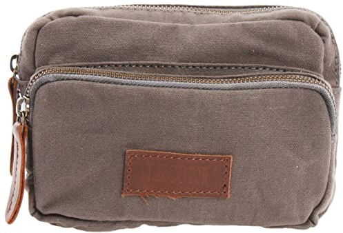 LECONI Gürteltasche Hüfttasche Bauchtasche für Damen & Herren Canvas Rindsleder 18x12x5cm grau LE3037-C