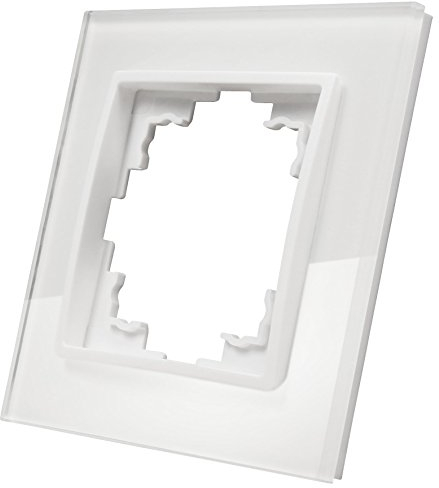 McPower | Glas-Rahmen Flair | 1-fach | weiß | 90x90 mm | IP20 | für Unterputz-Schalter & Steckdosen | modernes Design