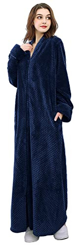 Hellomamma Cappotto invernale in peluche caldo da donna con cerniera in pile lungo da donna con zip
