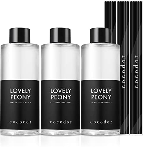 Cocod'or COCODOR Relleno para Difusor/Preciosa Peonía (Lovely Peony) / 200ml / 3 Paquetes/Ambientadores de Hogar, Ambientador Varillas, Difusor de Lengüeta, Ideas para Regalar